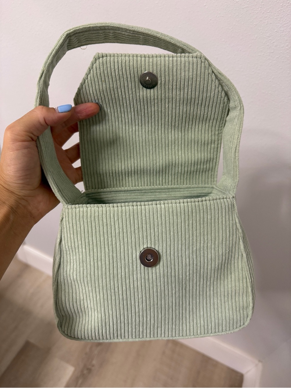 Women's Pastel SVNX Green Corduroy Mini Shoulder Bag